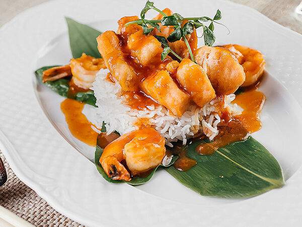 Fiolet - Лосось и тигровые креветки с рисом басмати