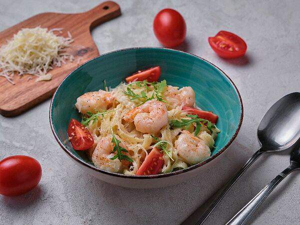 Кухня №1 - Паста с креветками сливочная