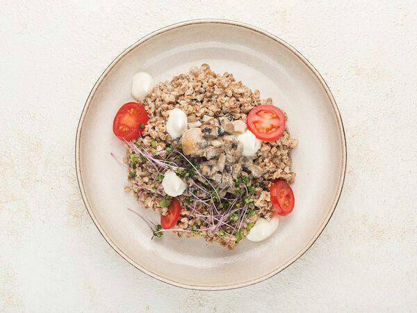 Сгущенка - Сливочная гречка с грибным рагу