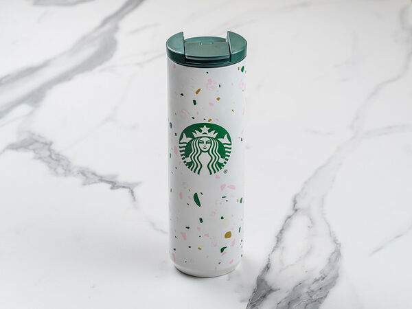 Starbucks (R) - Тамблер металлический белый с узором Terrazzo